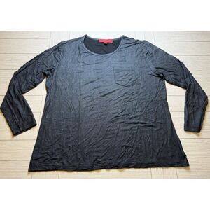 Belle Gray By Lisa Rinna‎ Women's sz L Long Sleeve Black Shimmer Pocket T Shirt